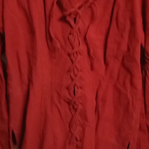 👗🌹 Time Traveler 100% Cotton Peasant Top Red Boho Blouse Bell Sleeves - Picture 2 of 4